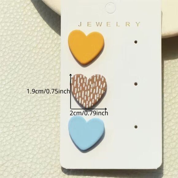 ✨🤎 Darling BoHo 6 Pairs Heart Shaped Stud Earrings 💛💙  ✨ - Picture 9 of 17